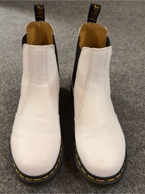 Dr. Doc Martens White Leather Chelsea Slip-on Combat Boot Size 10